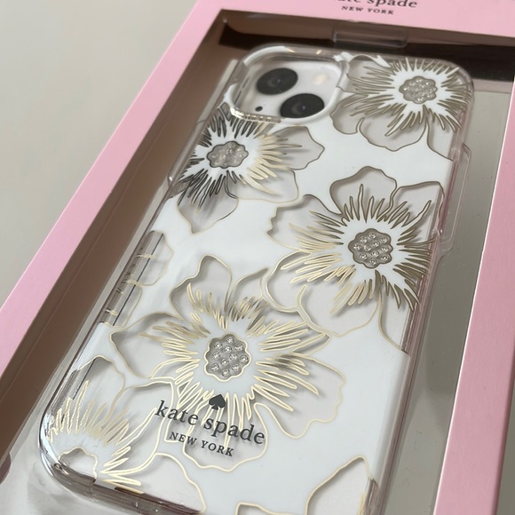 Kate Spade iPhone 13 clear transparent gold silver floral phone case new NWT - Picture 5 of 13
